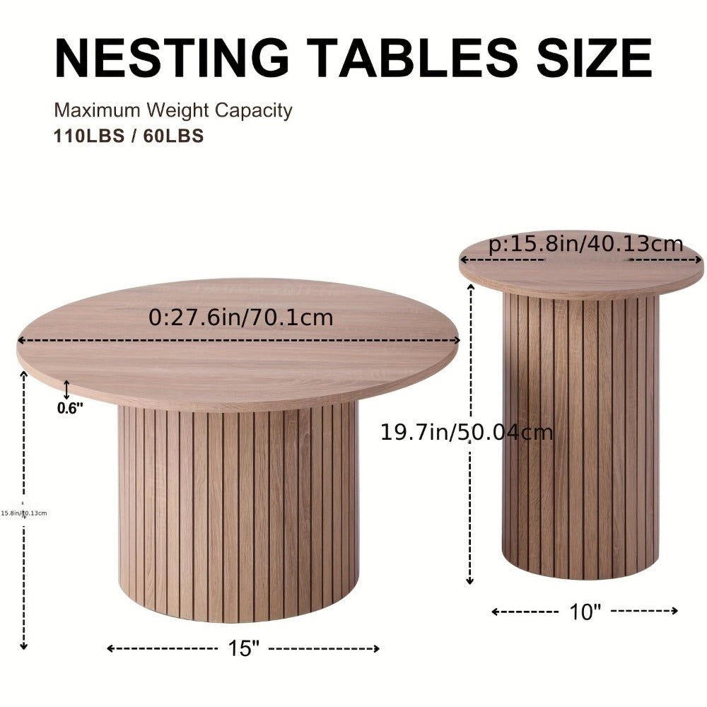 2-Piece Set Round Coffee Table with Non-Slip Base for Work, Display, and Everyday Use