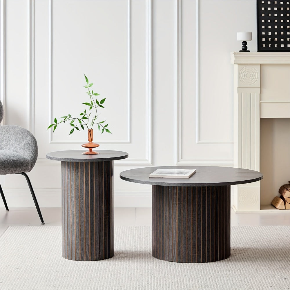 2-Piece Set Round Coffee Table with Non-Slip Base for Work, Display, and Everyday Use