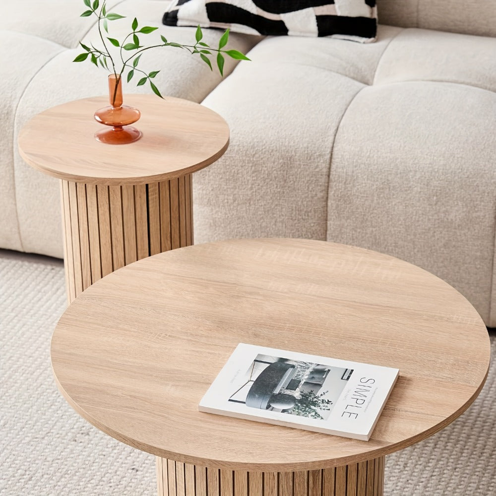 2-Piece Set Round Coffee Table with Non-Slip Base for Work, Display, and Everyday Use