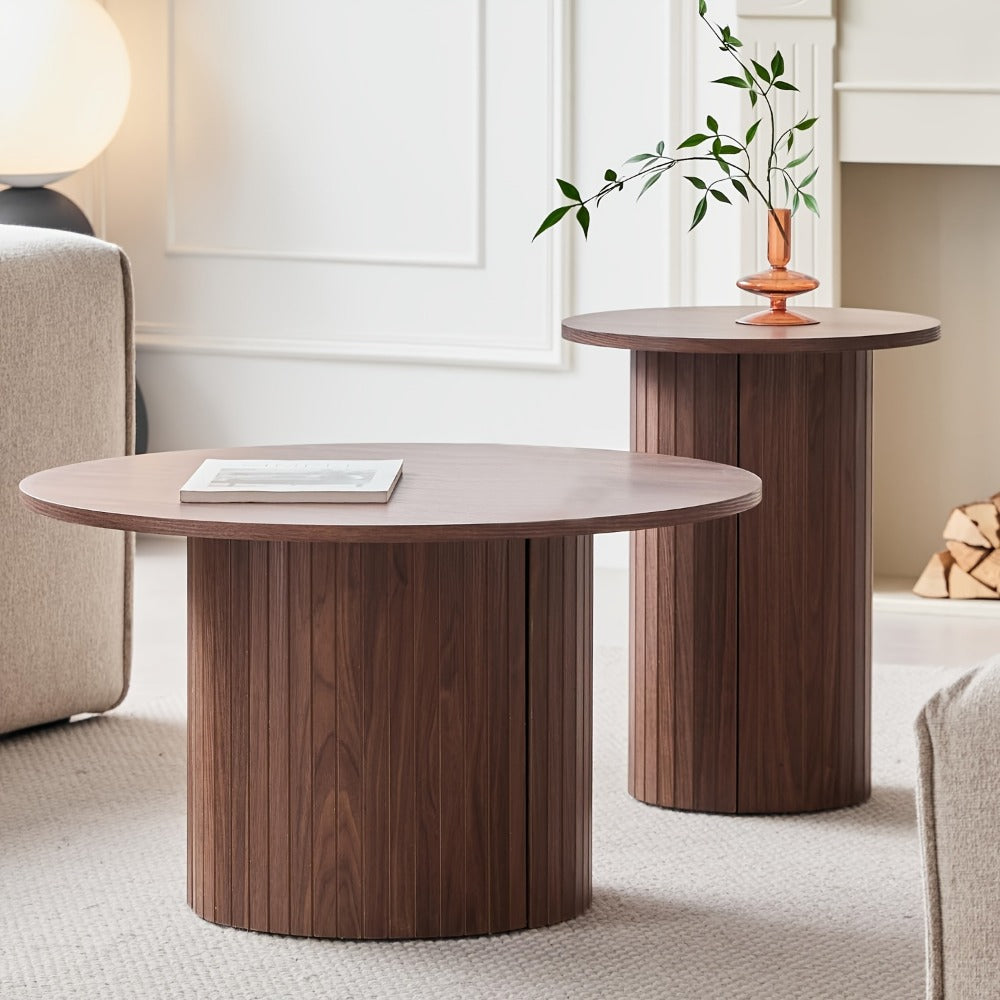 2-Piece Set Round Coffee Table with Non-Slip Base for Work, Display, and Everyday Use