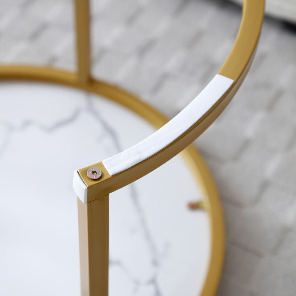 Coffee Table 2-Piece Round Nesting Set with MDF Tops, Metal Ring Frames and Five Finish Combinations