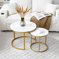 Coffee Table 2-Piece Round Nesting Set with MDF Tops, Metal Ring Frames and Five Finish Combinations