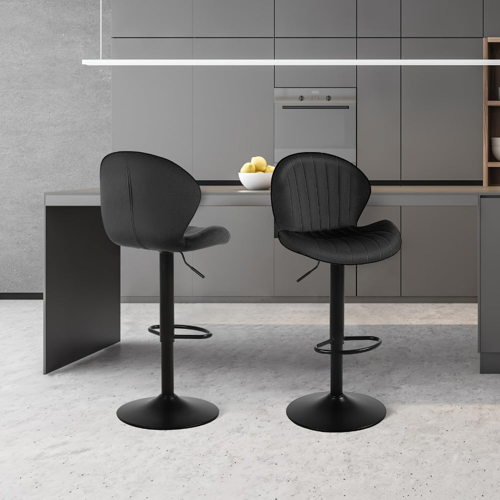 Bar Stool Velvet Shell Back in Sets of 2 or 3 with Adjustable Swivel Pedestal, Footrest and Four Colors