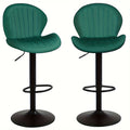 Bar Stool Velvet Shell Back in Sets of 2 or 3 with Adjustable Swivel Pedestal, Footrest and Four Colors