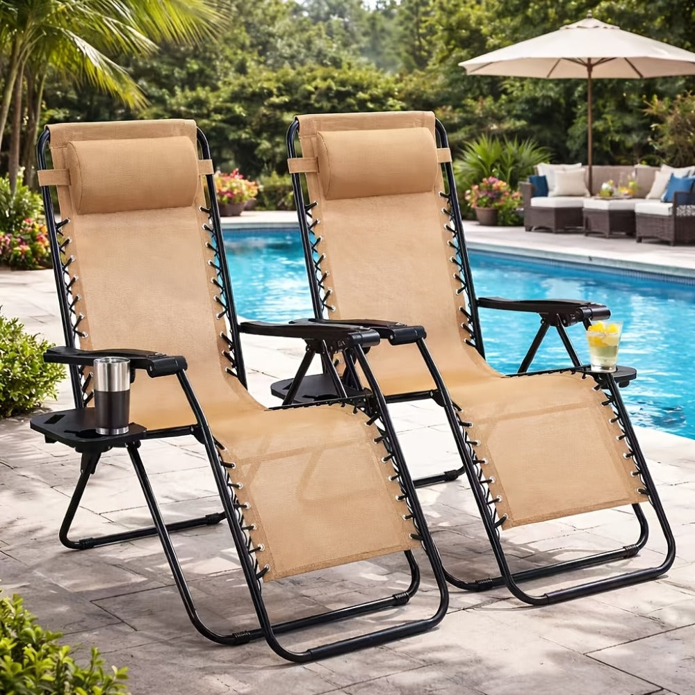 2-Piece Set Zero-Gravity Zero Gravity Chair with Adjustable Headrest for Patio