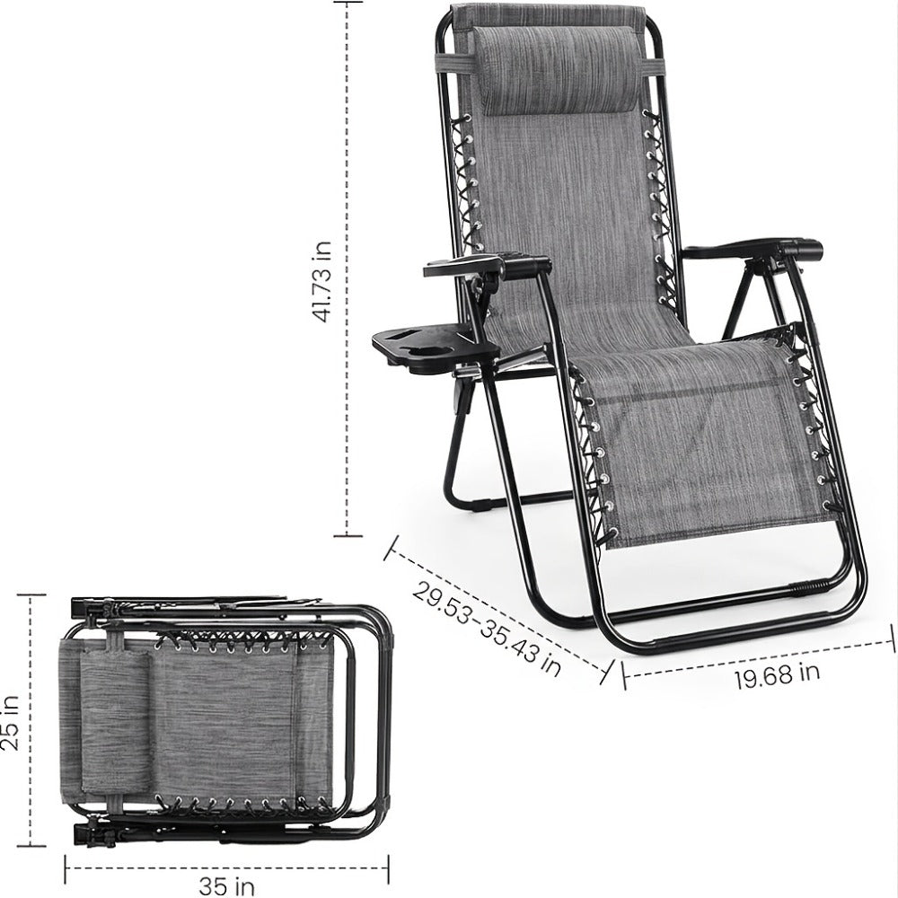 2-Piece Set Zero-Gravity Zero Gravity Chair with Adjustable Headrest for Patio