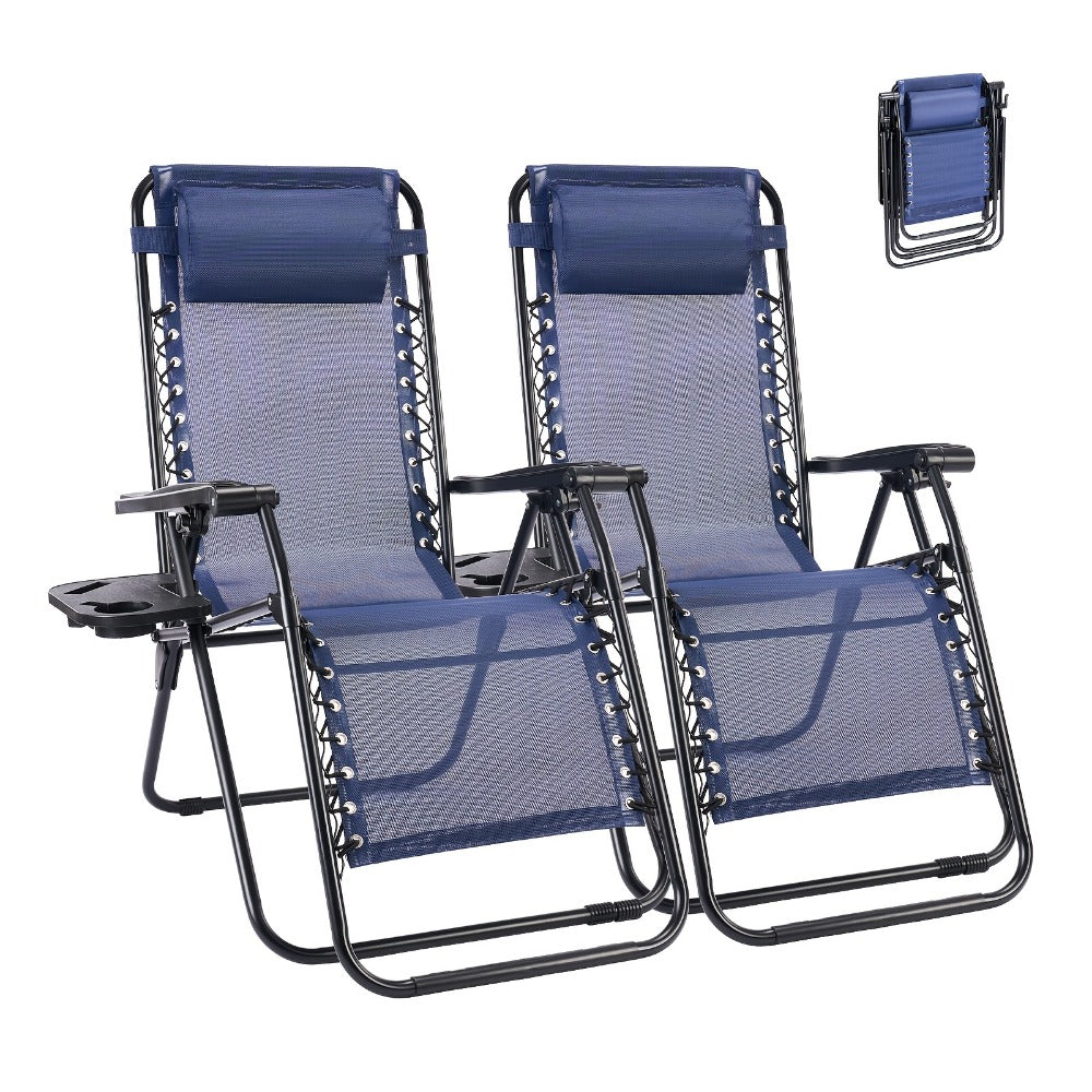 2-Piece Set Zero-Gravity Zero Gravity Chair with Adjustable Headrest for Patio