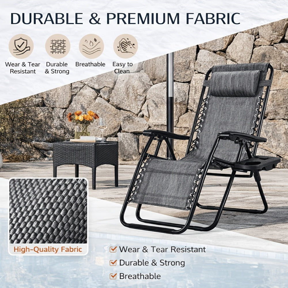 2-Piece Set Zero-Gravity Zero Gravity Chair with Adjustable Headrest for Patio