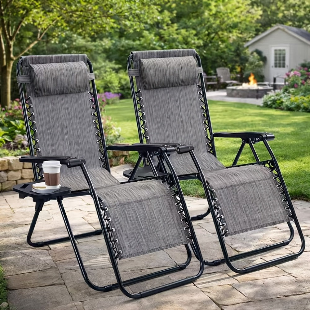 2-Piece Set Zero-Gravity Zero Gravity Chair with Adjustable Headrest for Patio