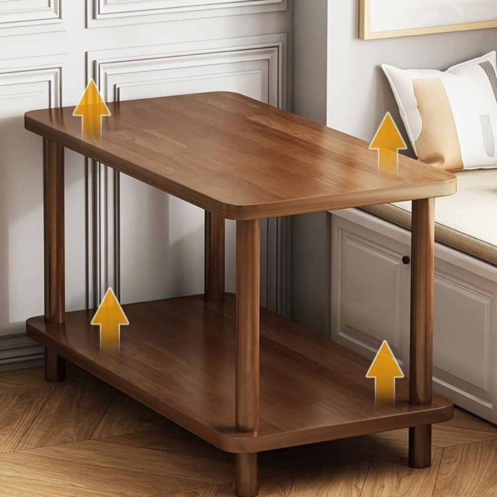 Side Table Two-Tier Faux Marble-Look Top with Open Lower Shelf in White, Black or Brown Finish