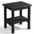 2-Tier Wood Outdoor Side Table, Outdoor Accent Table for Patio