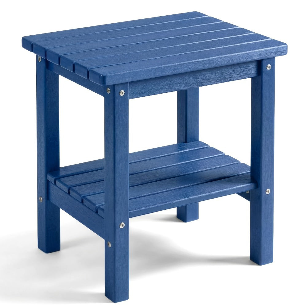 2-Tier Wood Outdoor Side Table, Outdoor Accent Table for Patio