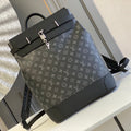 STEAMER RUCKSACK 45 IN GUN METAL MONOGRAM ECLIPSE CANVAS UND SCHWARZEM KALBSLEDER MIT SILBERFARBENER SCHNALLE