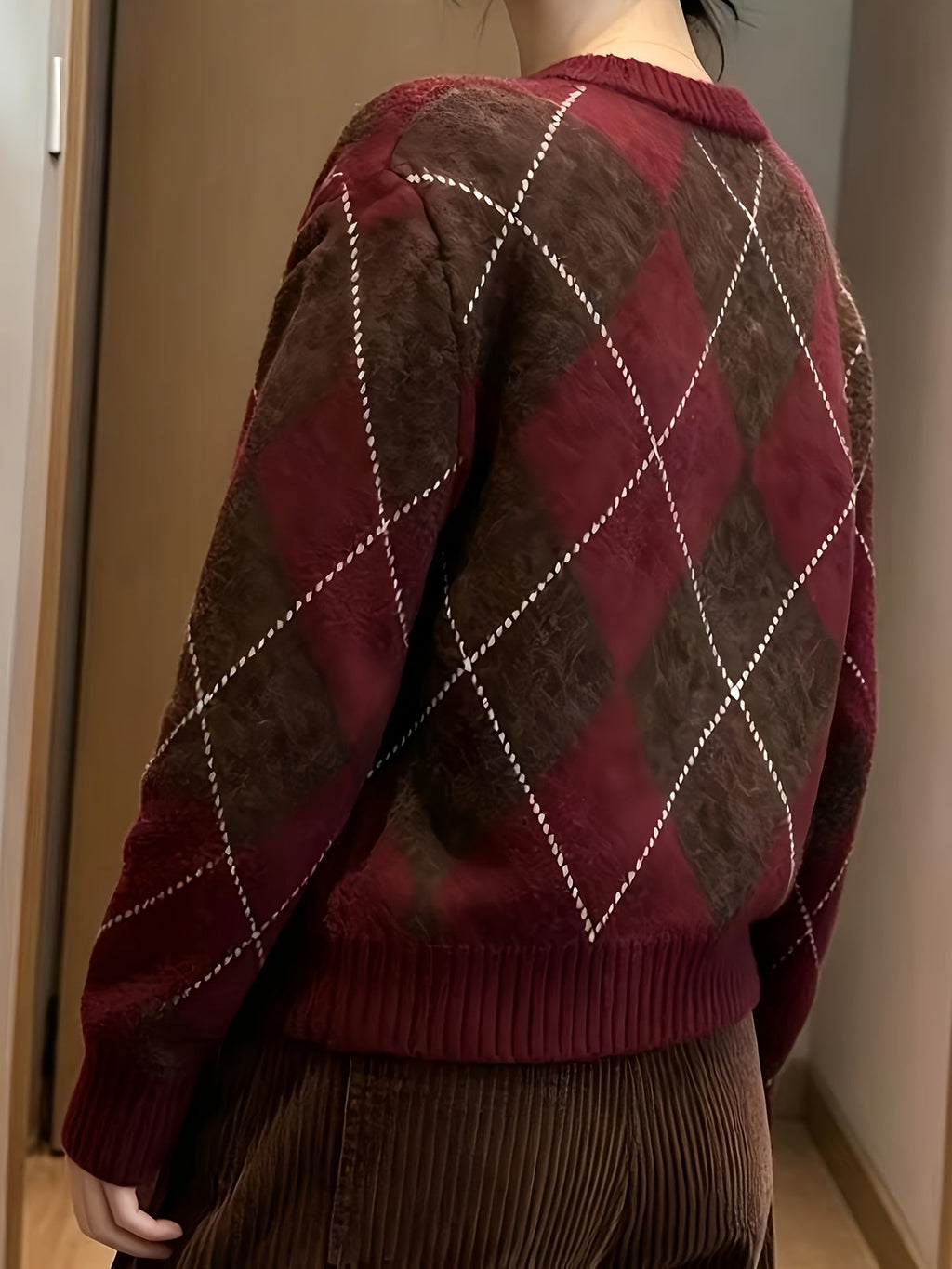Winifred | Diamond-Check Knit Jumper