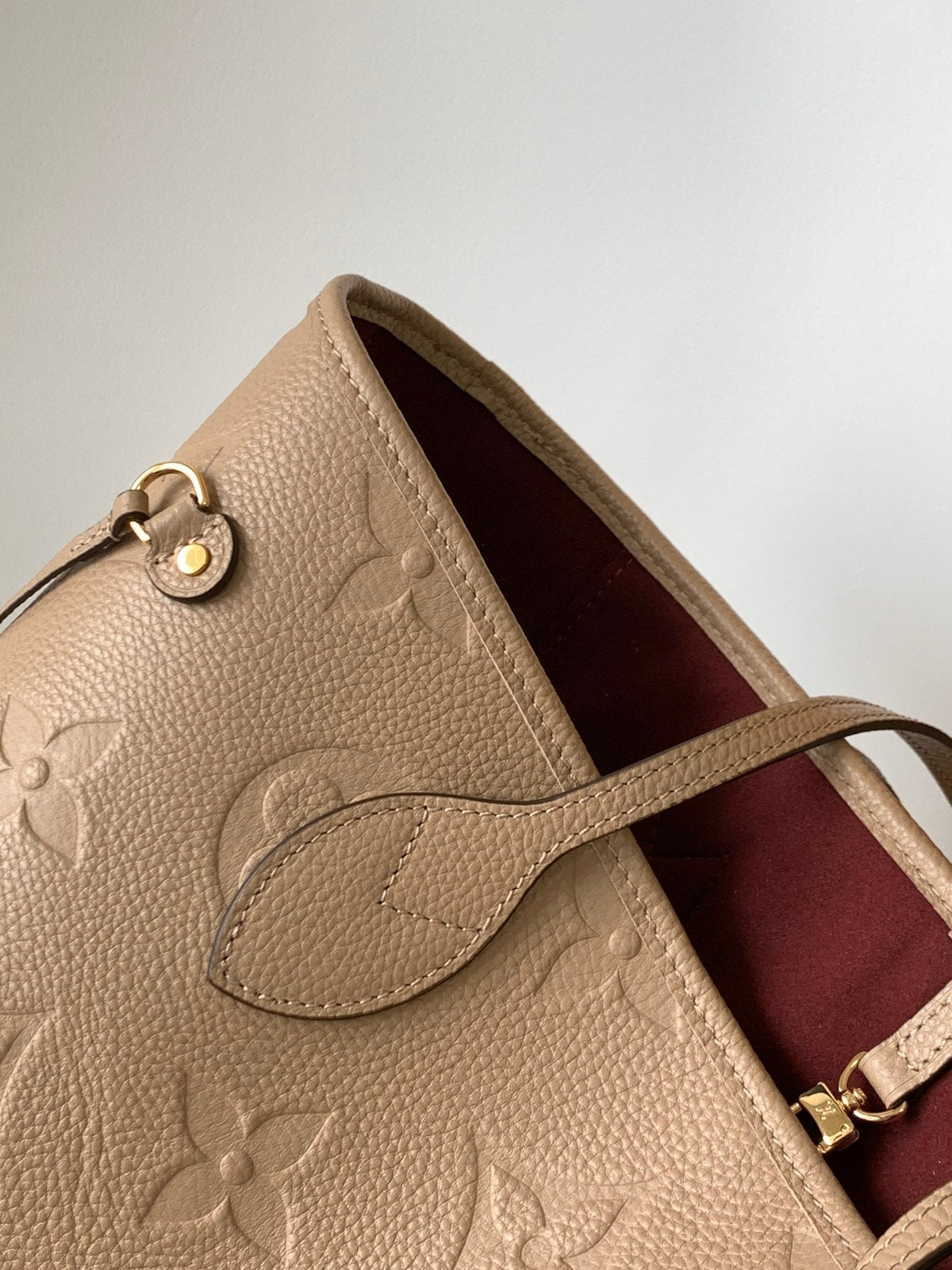 NEVERFULL MM 32 BEIGE MONOGRAM EMPREINTE LEDER