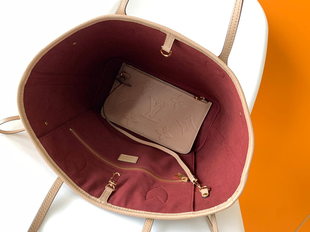 NEVERFULL MM 32 BEIGE MONOGRAM EMPREINTE LEDER