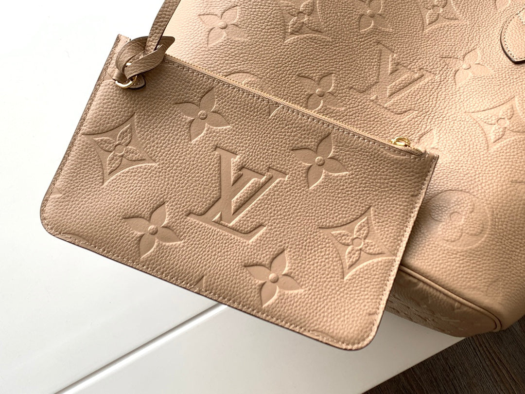 NEVERFULL MM 32 BEIGE MONOGRAM EMPREINTE LEDER