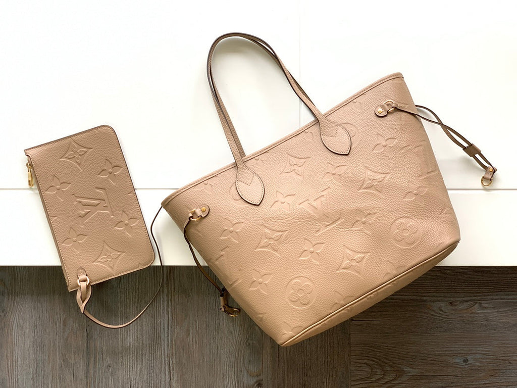 NEVERFULL MM 32 BEIGE MONOGRAM EMPREINTE LEDER