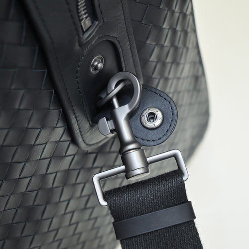 Bottega Veneta Intrecciato Woven Leather Travel Duffle Bag – Black