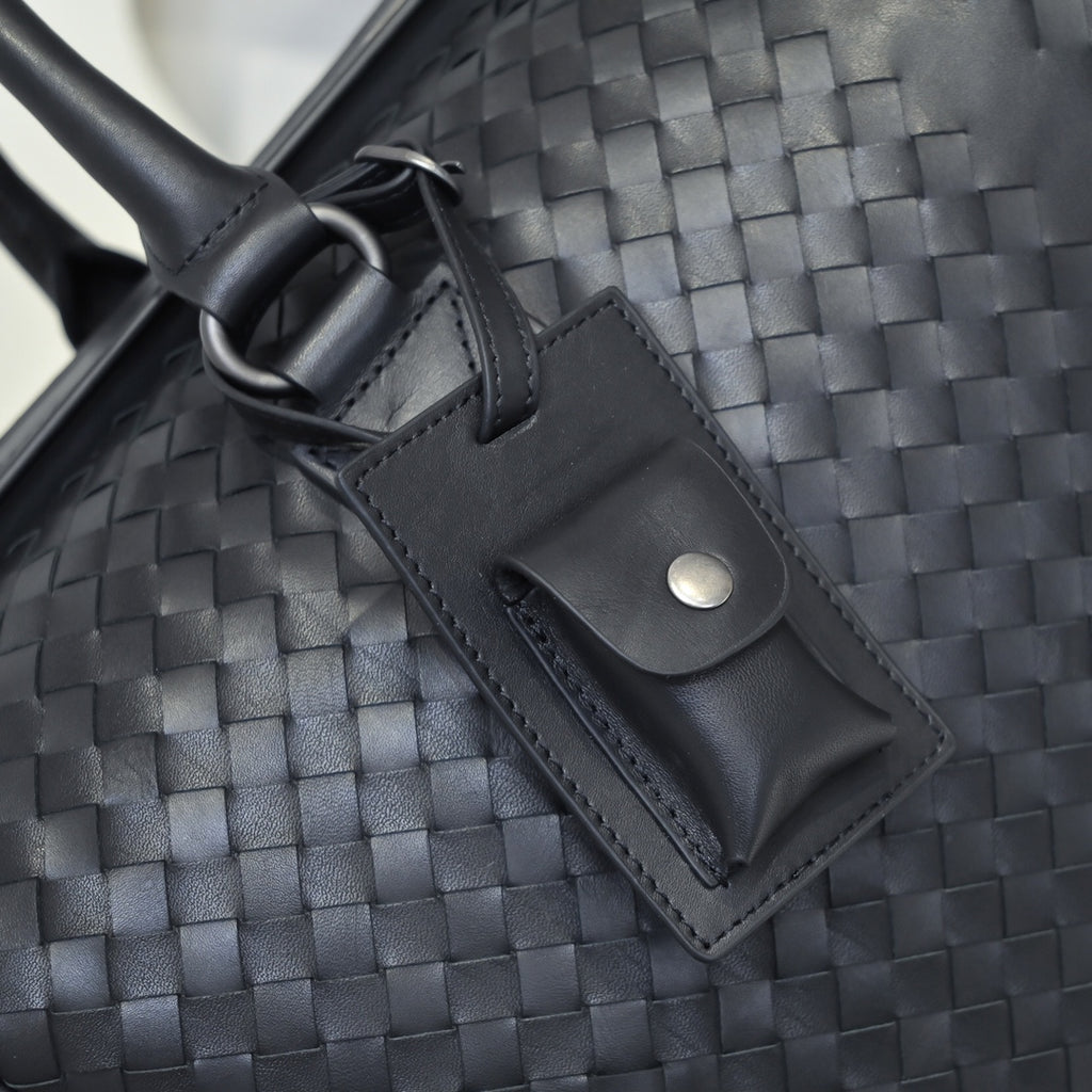 Bottega Veneta Intrecciato Woven Leather Travel Duffle Bag – Black