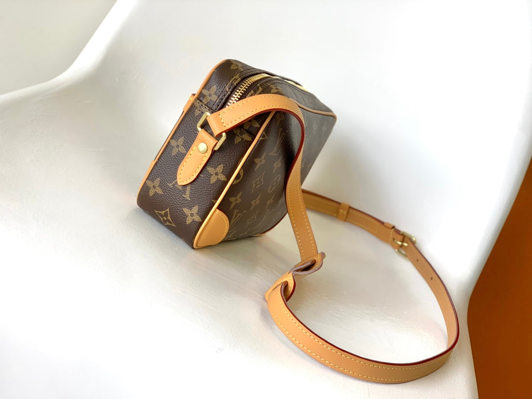 Louis Vuitton Trocadéro Mini Messenger Bag 23 – Beige Brown Monogram Coated Canvas Flap Closure Gold Hardware Adjustable Strap