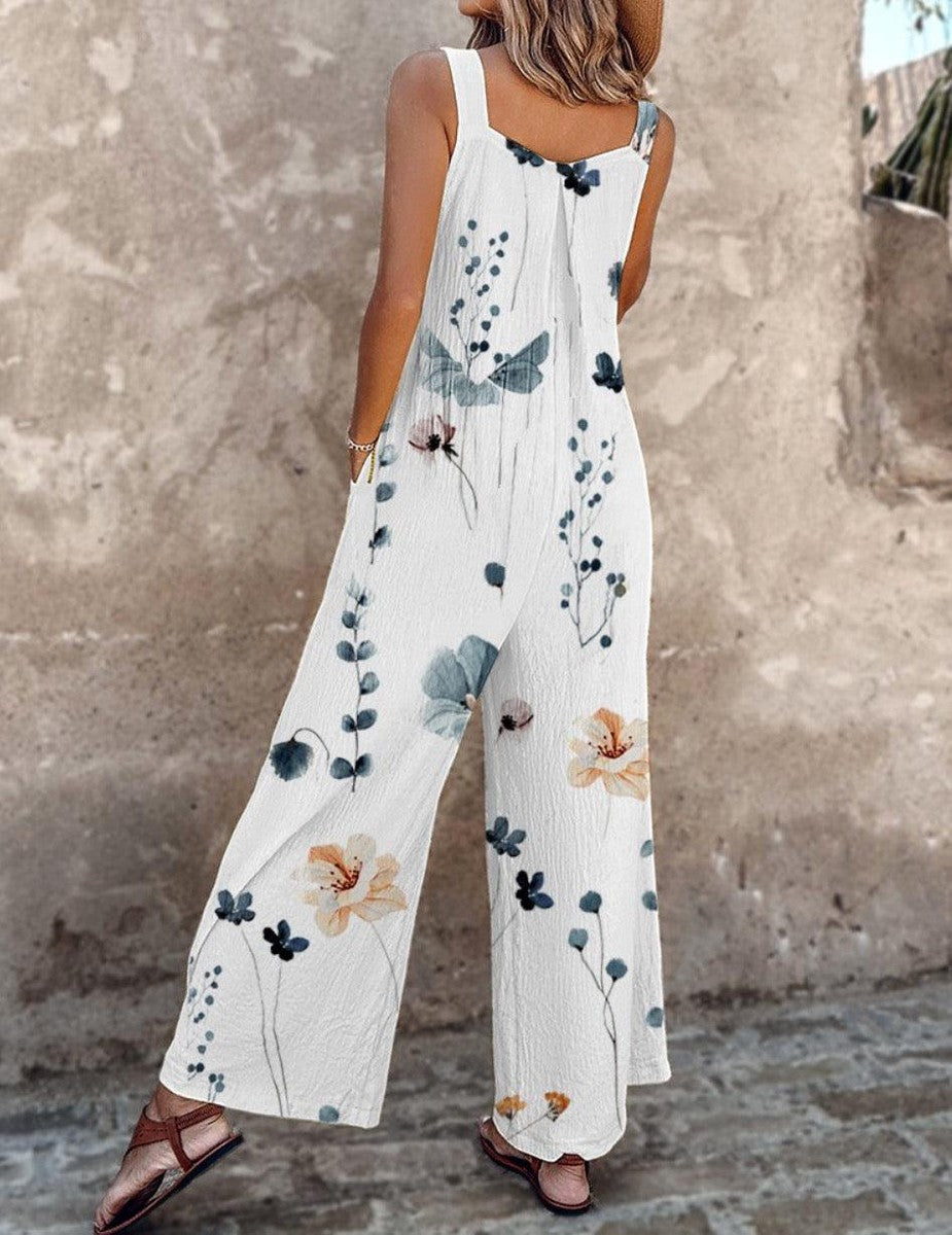 Marissa | Stilvoller Jumpsuit mit weitem Bein und Blumenmuster