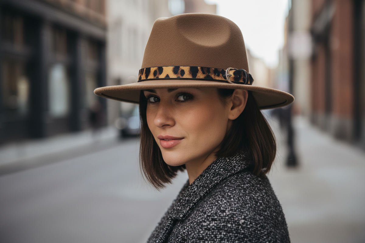 Calloway Filzhut mit Animal-Print-Band & Metallschnalle