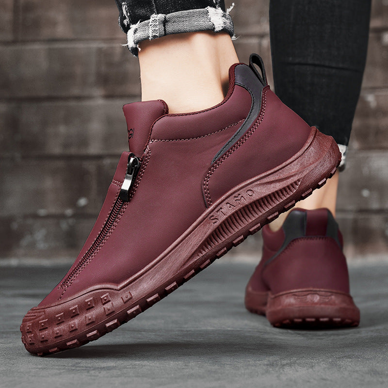 Men’s Low-Top Zipper Slip-On Board Shoes – Sporty & Casual Everyday Wear