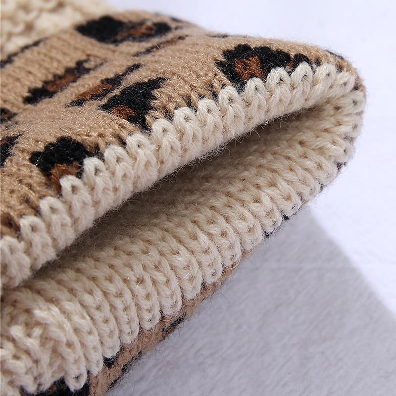 Trieber Leopard Print Cuffed Knit Beanie – Acrylic, One Size, 9 Colors