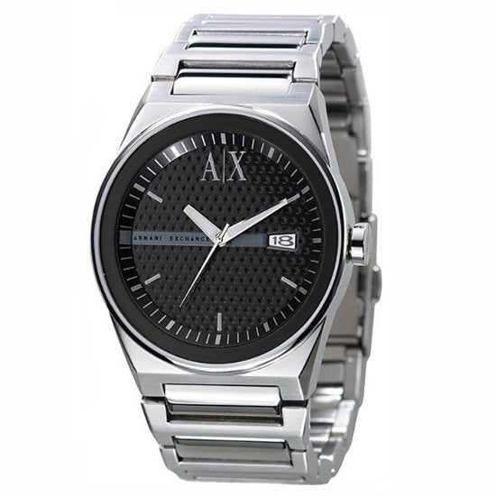 Armani Exchange Hampton AX2103 Herren-Chronograph – Schwarzes Zifferblatt mit silberfarbenem Edelstahlarmband