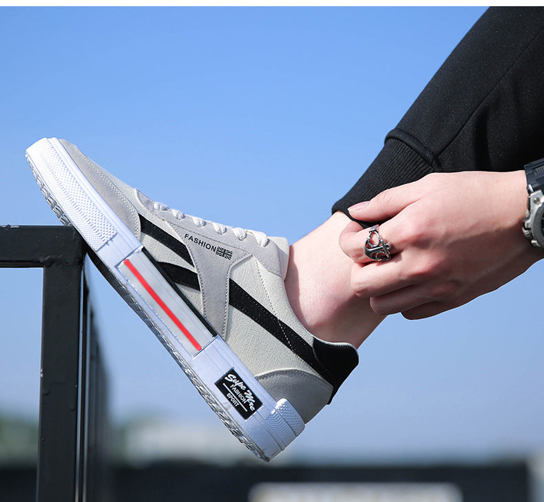 Men’s Casual Breathable Canvas Sneakers with Lace-Up Design and Comfortable Board Shoe Style