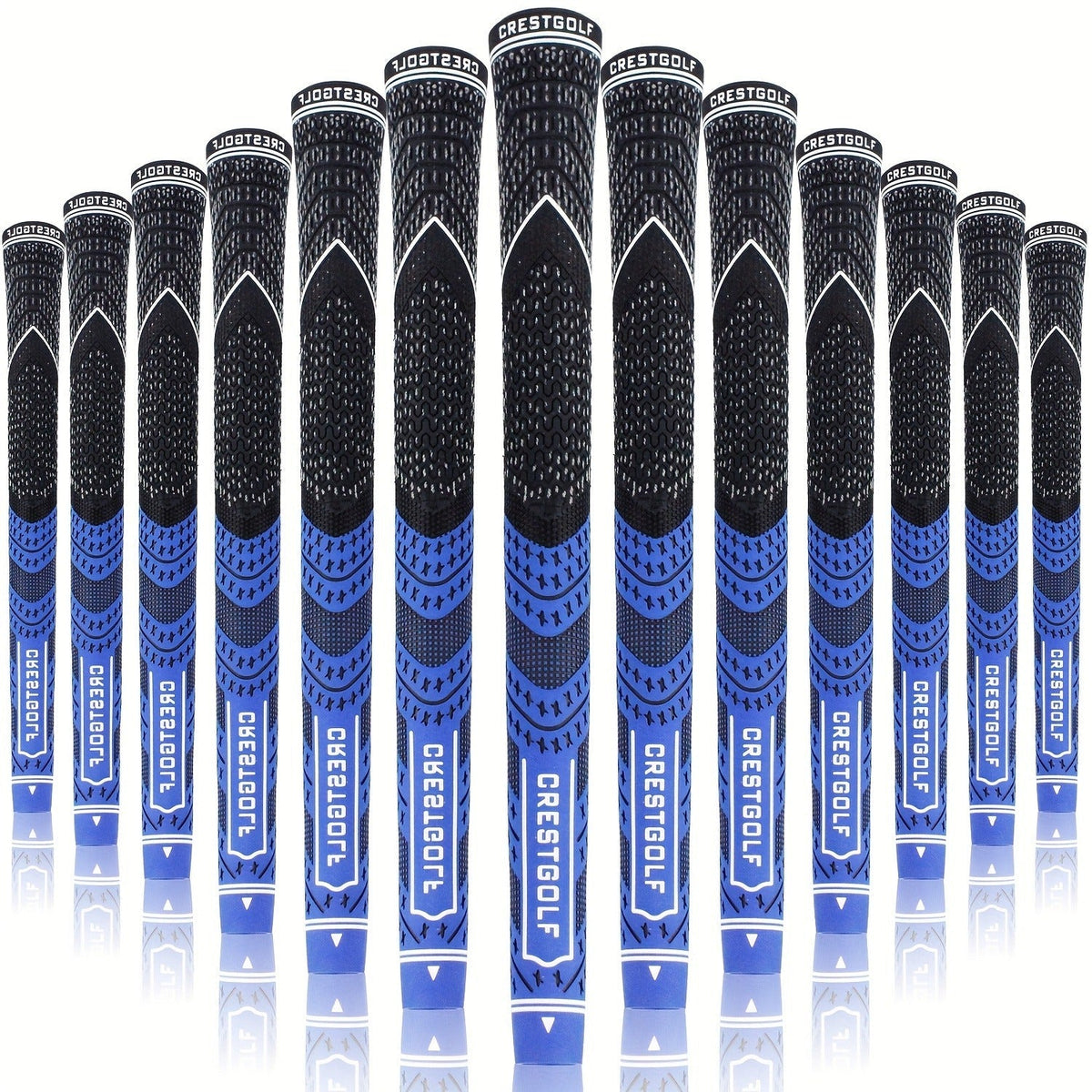Midsize Golf Grips Set 13 Pack – All Weather Hybrid Rubber Golf Club Grips with Ecological Yarn Thread Technology, Multiple Colors, Fits Full Set of Clubs (Black, White, Red, Orange, Yellow, Blue, Gray)