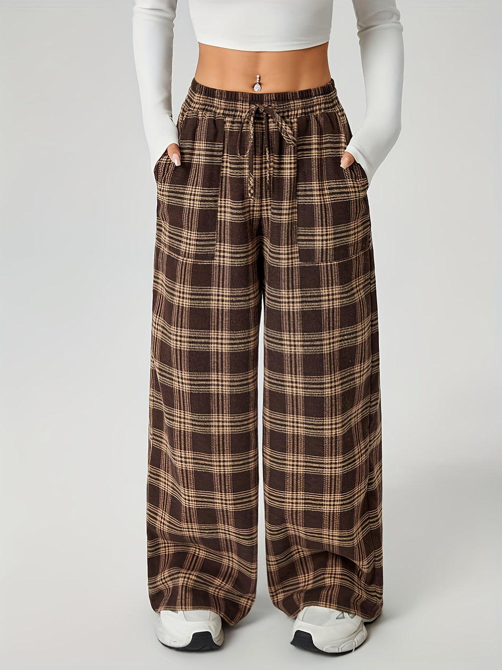 Bonnie | Karierte Hose mit weitem Bein