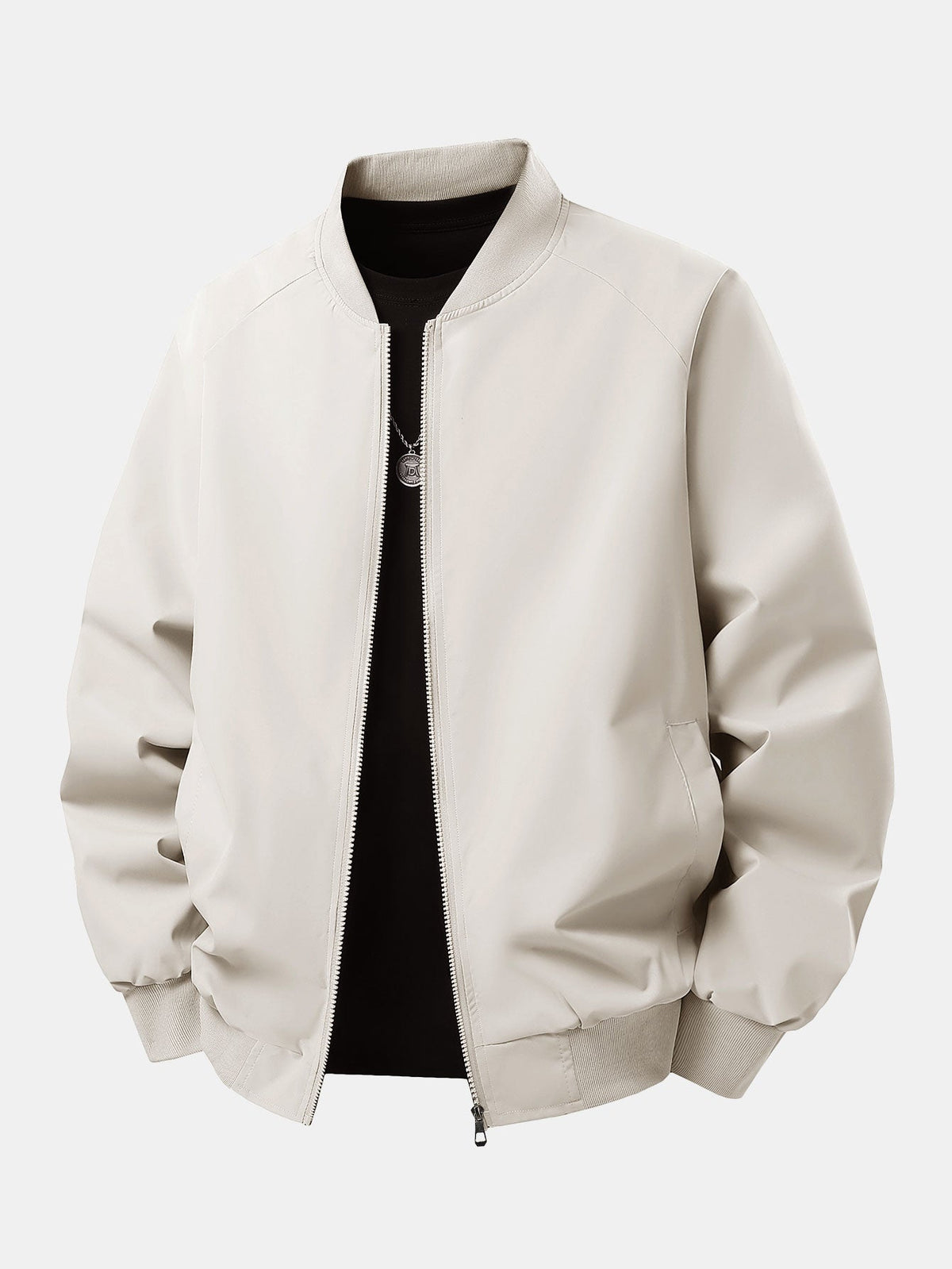 Relax Fit Zip-Up Bomber Jacket