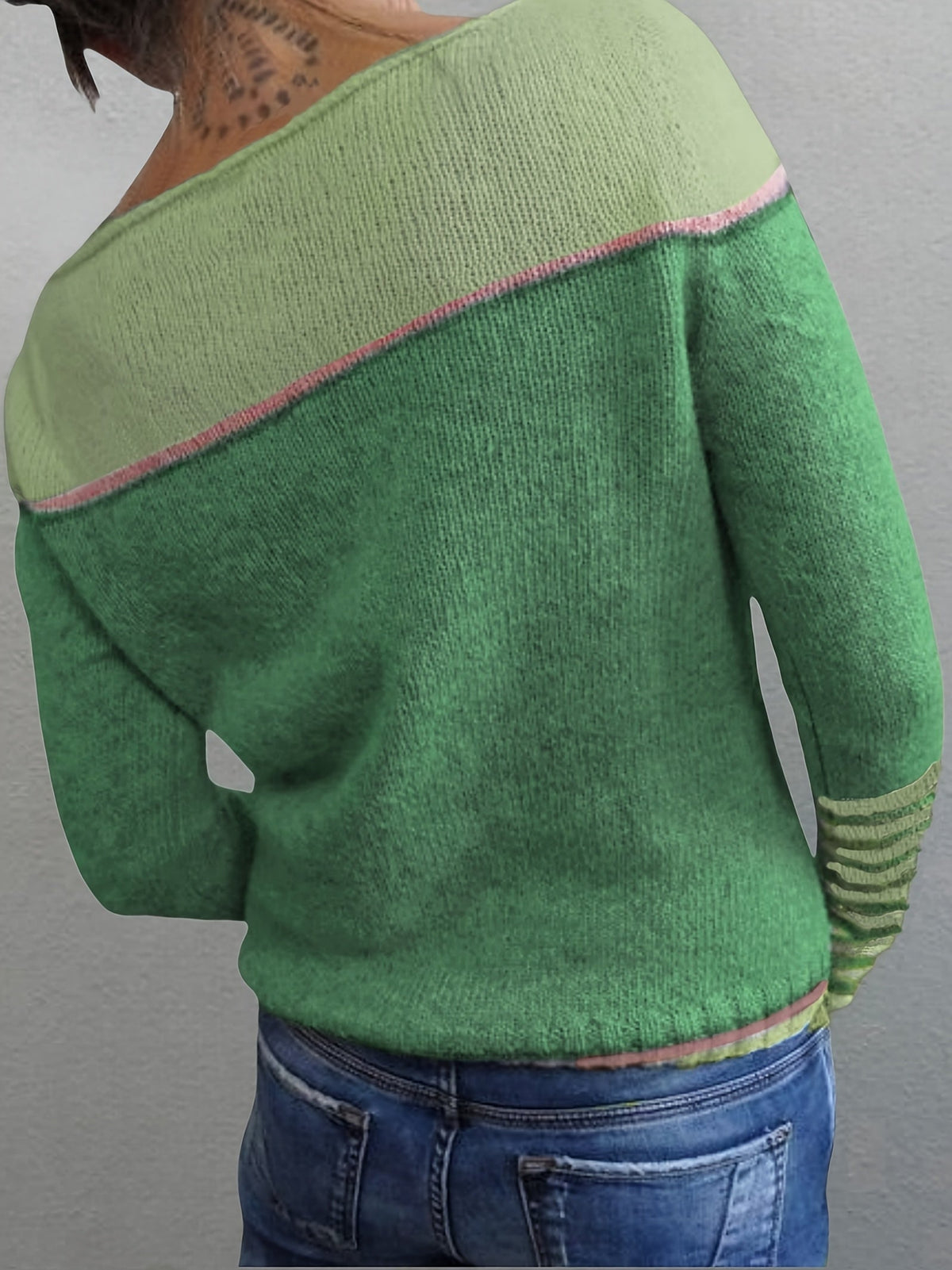 Annika | Colour-Block-Pullover mit U-Boot-Ausschnitt