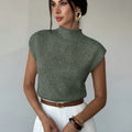 Tamsin | Mock Neck Cap-Sleeve Top