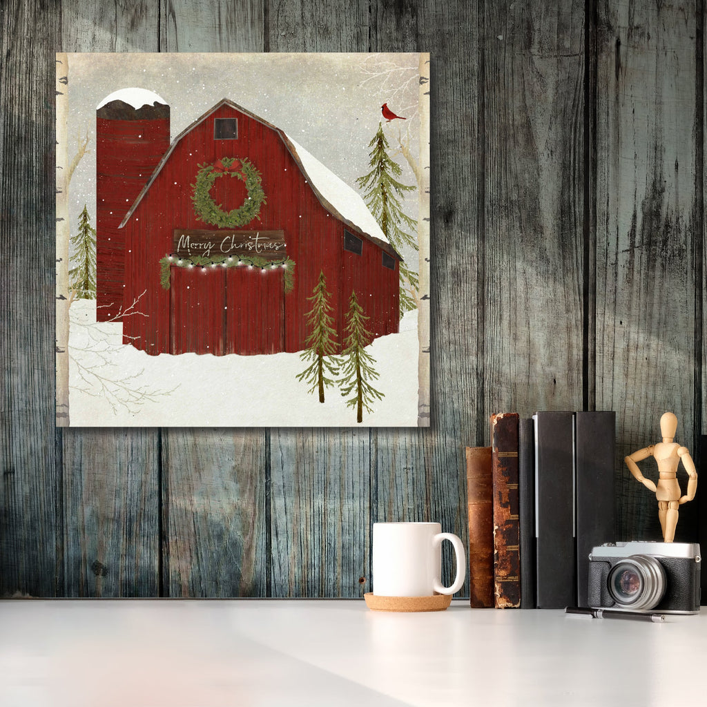 Snow Barn Gallery-Wrapped Canvas Wall Art
