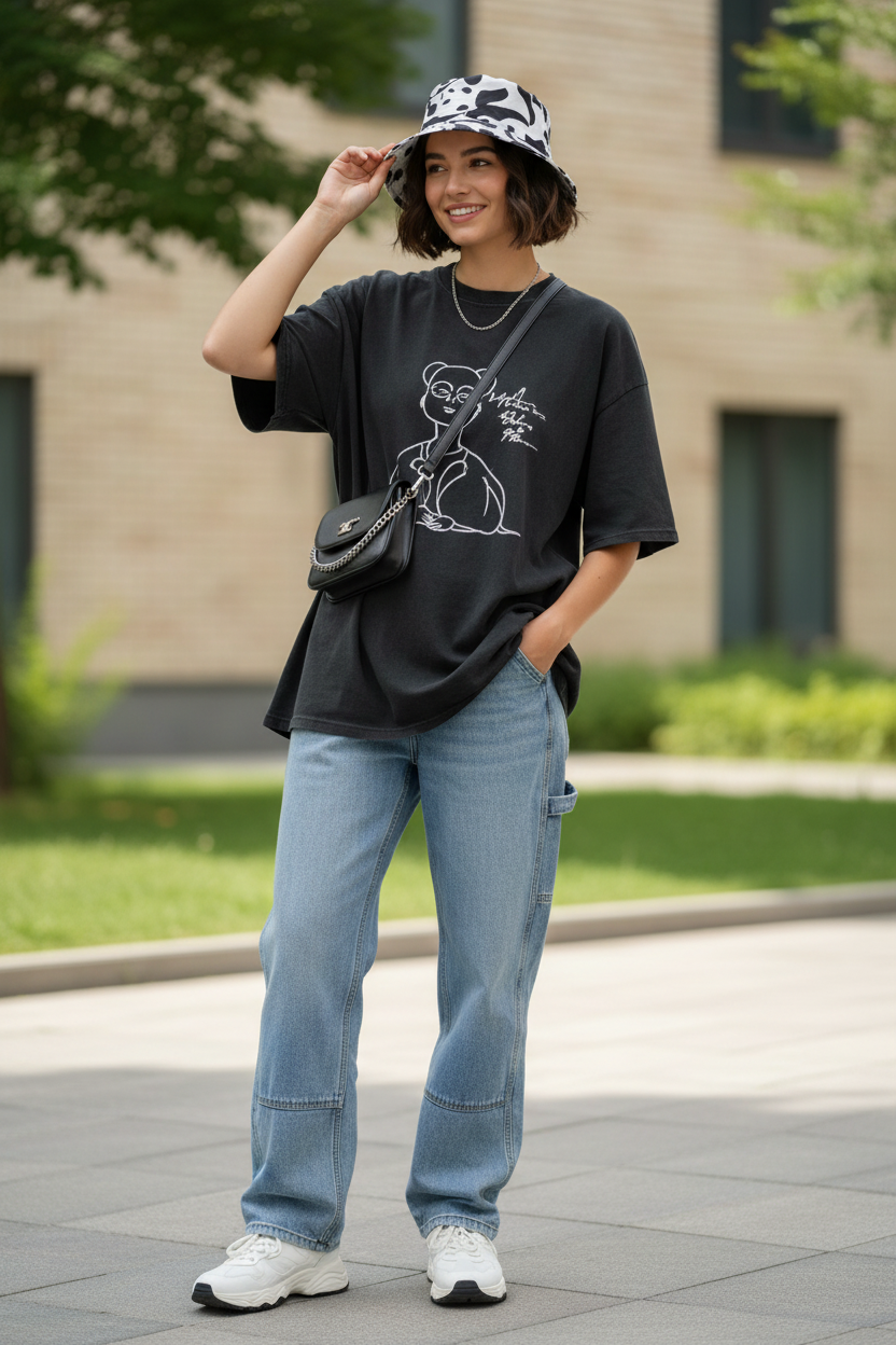 Thomas Double-Sided Polyester Bucket Hat – Animal & Stripe Prints, Unisex
