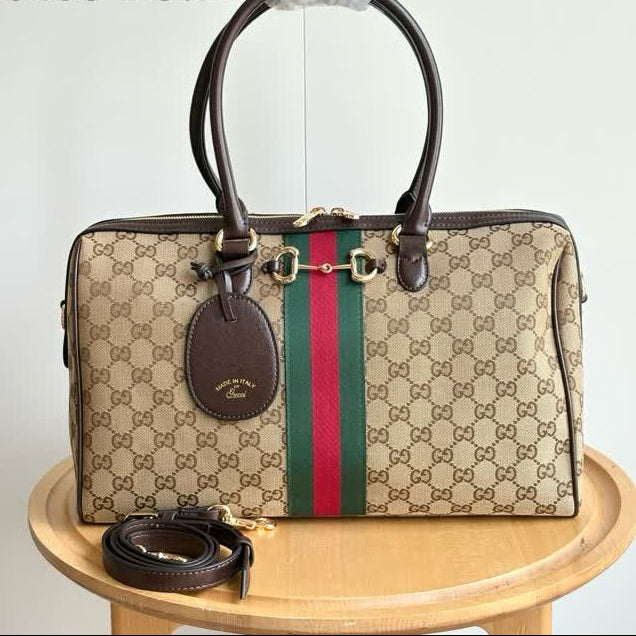 Gucci 1955 Horsebit Boston Bag — GG Supreme Canvas