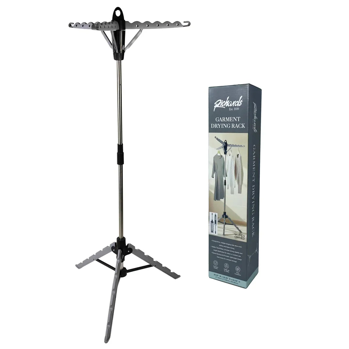 Silver Foldable Tripod Garment Drying Rack
