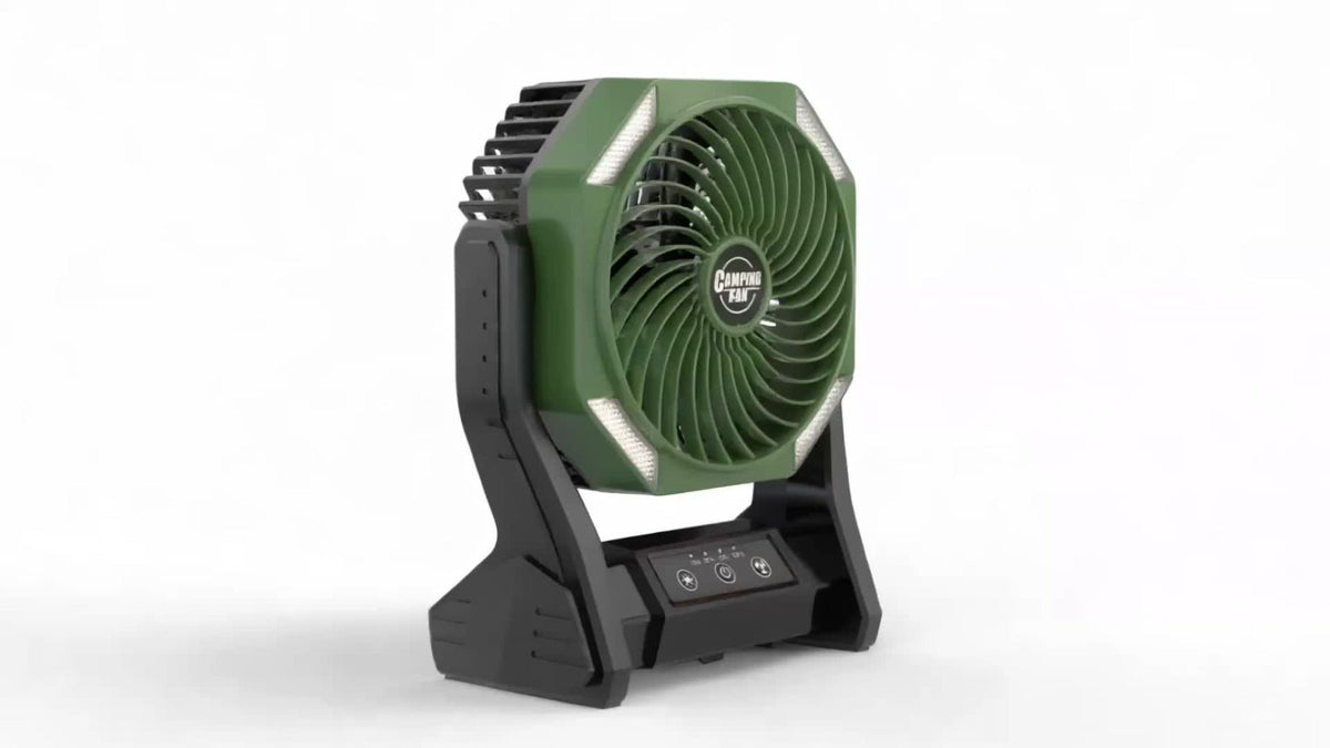 Camping Fan 20000mAh Tabletop and Hanging Fan with 4 Speeds, 3-Level LED Light and 180° Vertical Swing