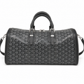 Goyard Boeing 55 Travel Bag – Black Goyardine Canvas Black Leather Silver Hardware