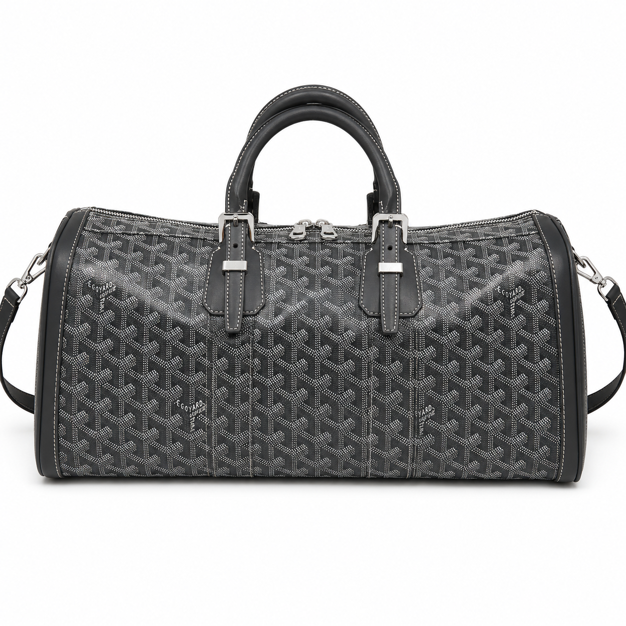 Goyard Boeing 55 Travel Bag – Black Goyardine Canvas Black Leather Silver Hardware