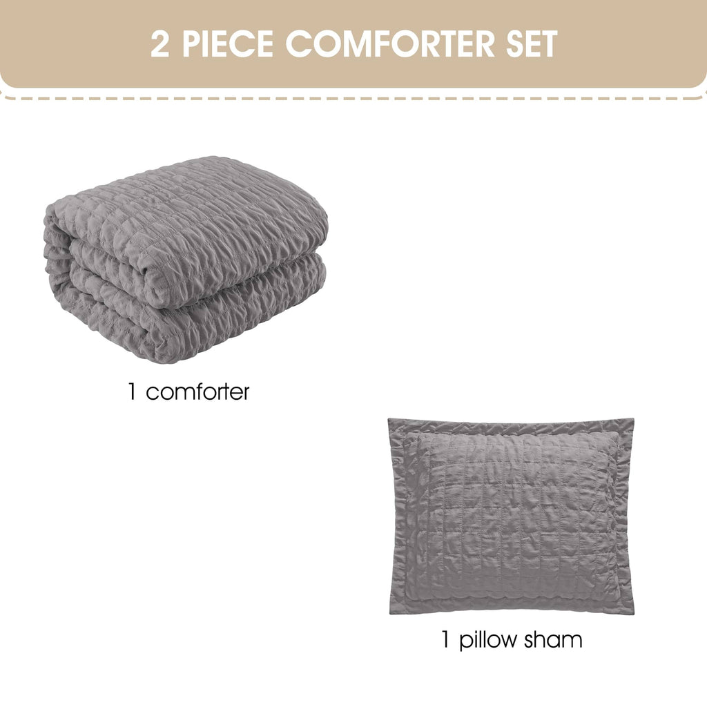 Nanshing Dolton Seersucker Microfiber Stiching 3 Piece Comforter Set