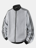 Vintage Waffle Knit Stripe Zip Up Jacket