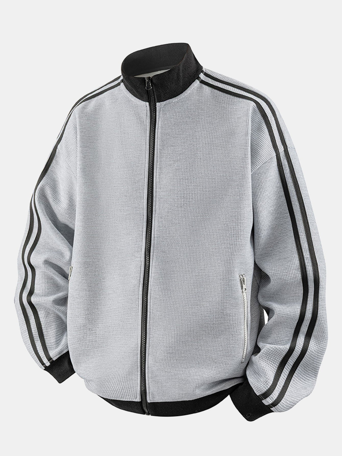 Vintage Waffle Knit Stripe Zip Up Jacket