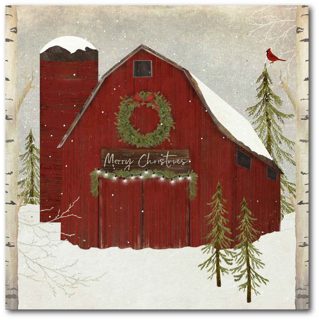 Snow Barn Gallery-Wrapped Canvas Wall Art