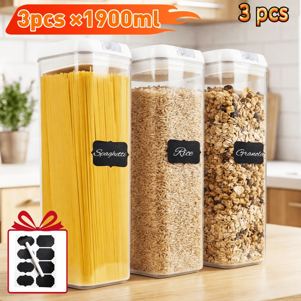 Food Storage Containers, Airtight Plastic Kitchen Organizer Set with Leak-Proof Lids for Meals and Leftovers