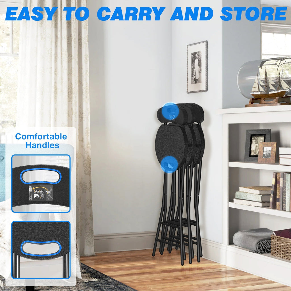 24-Inch Foldable Bar Stool with Footrest and Adjustable Height