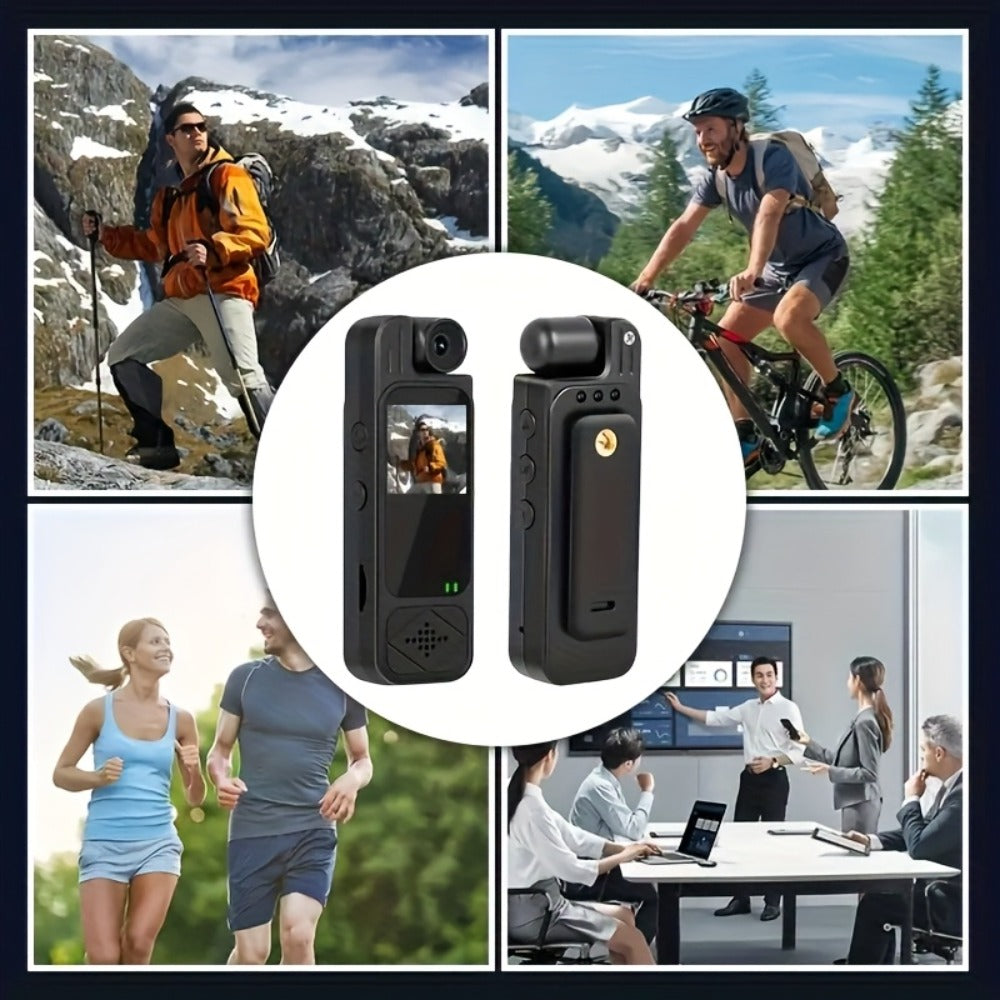Body Camera, 1080P 180° Rotating Lens Portable Handheld Camcorder, Compact Video Recorder for Vlogging Travel Meetings Celebrations